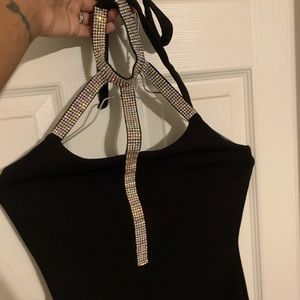 Black mid-length cocktail gown